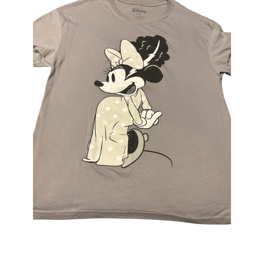Disney Minnie Mouse Short Sleeve Tee Size XS (17” PTP) Grey Black